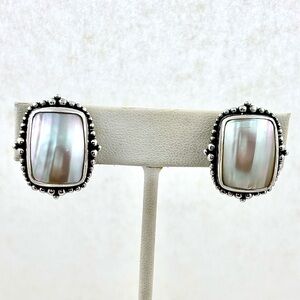 STEPHEN DWECK Sterling And Mother Of Pearl Clip Earrings